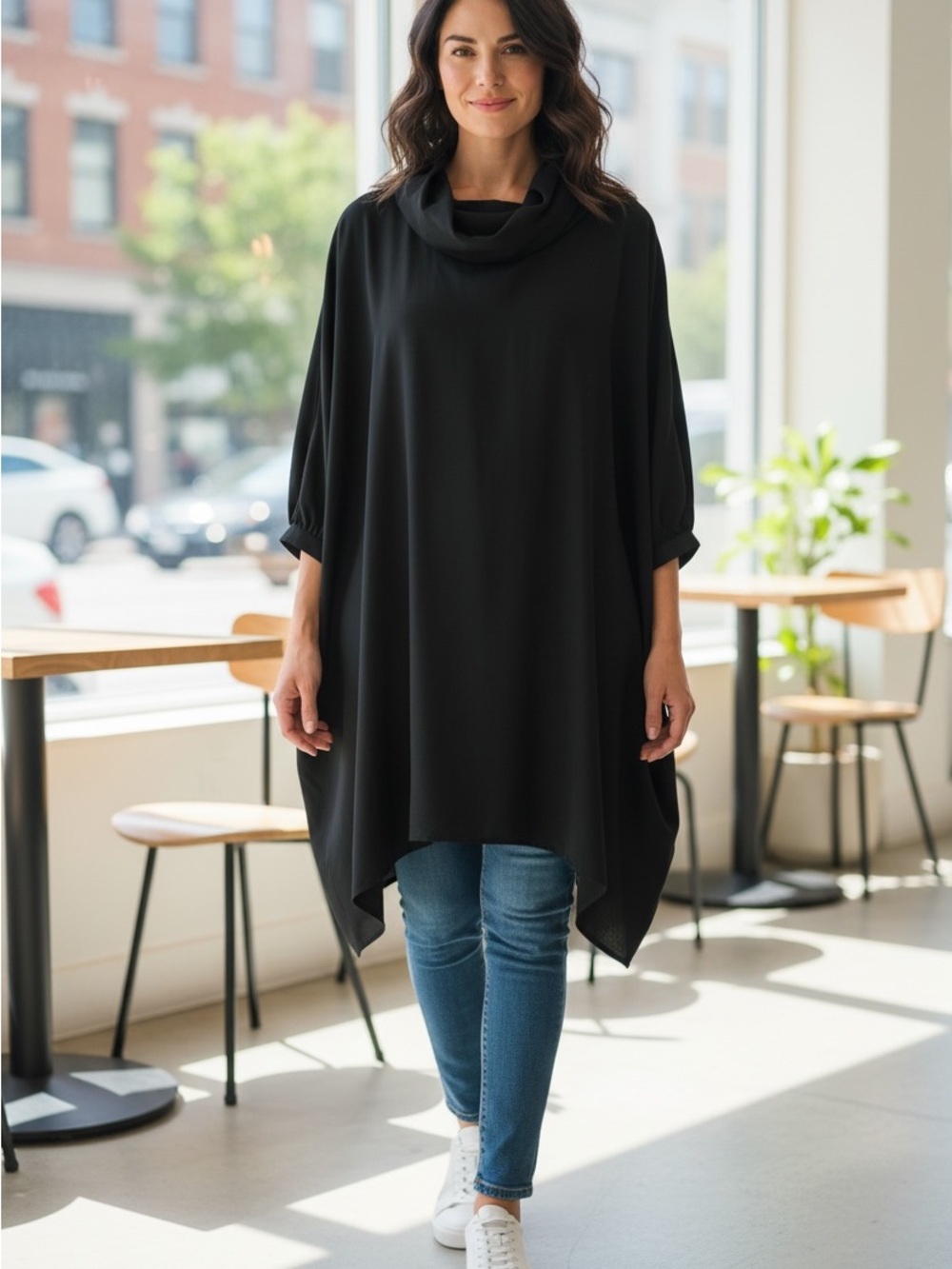 bryn Walker Black Relaxed Tunic Top